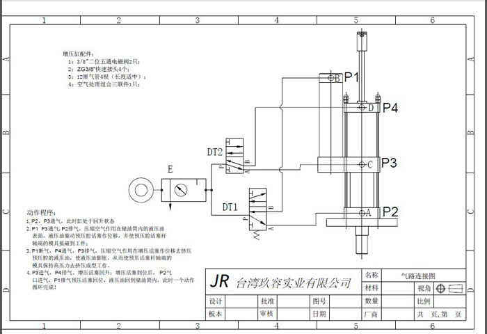 秋葵视频网站JRB力行程可調氣液增壓缸氣路連接圖