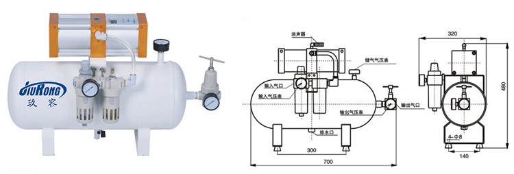 小2倍（bèi）氣體增壓閥（fá）外形尺寸圖